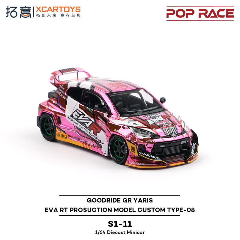 POP RACE 1/64 S1-011 Toyota GR Yaris Pandem-EVA 08 Pink