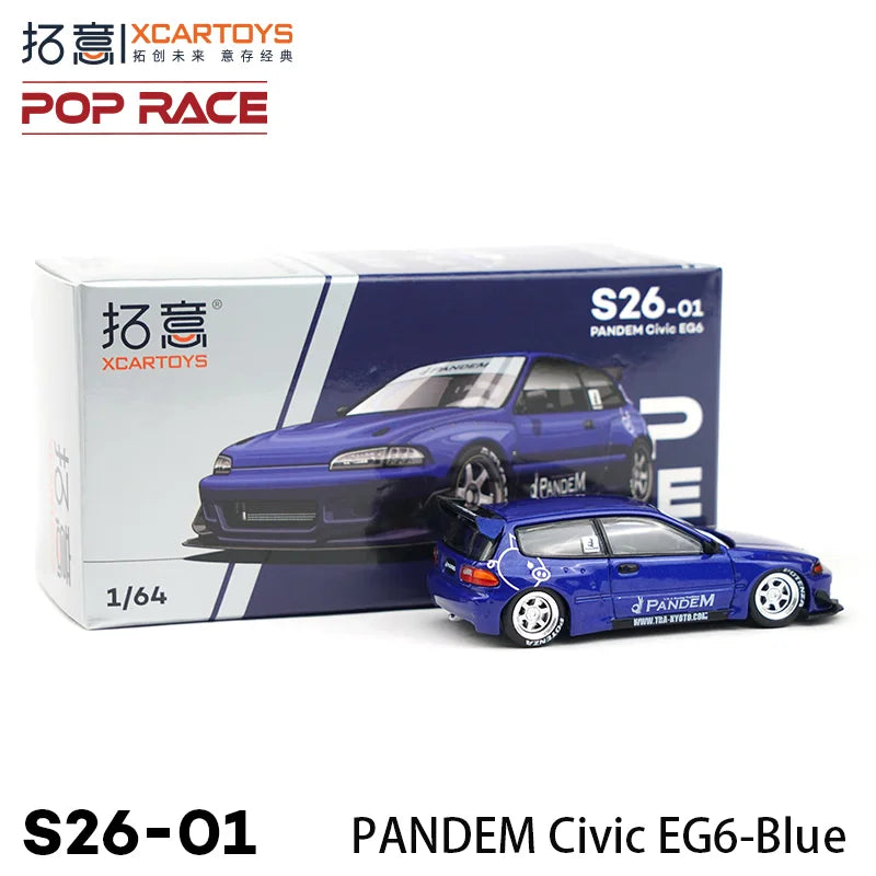 POPRACE 1:64 Honda Civic EG6 JACCS Miniature Alloy Die Cast Car Model Collection Ornaments Boys Gift