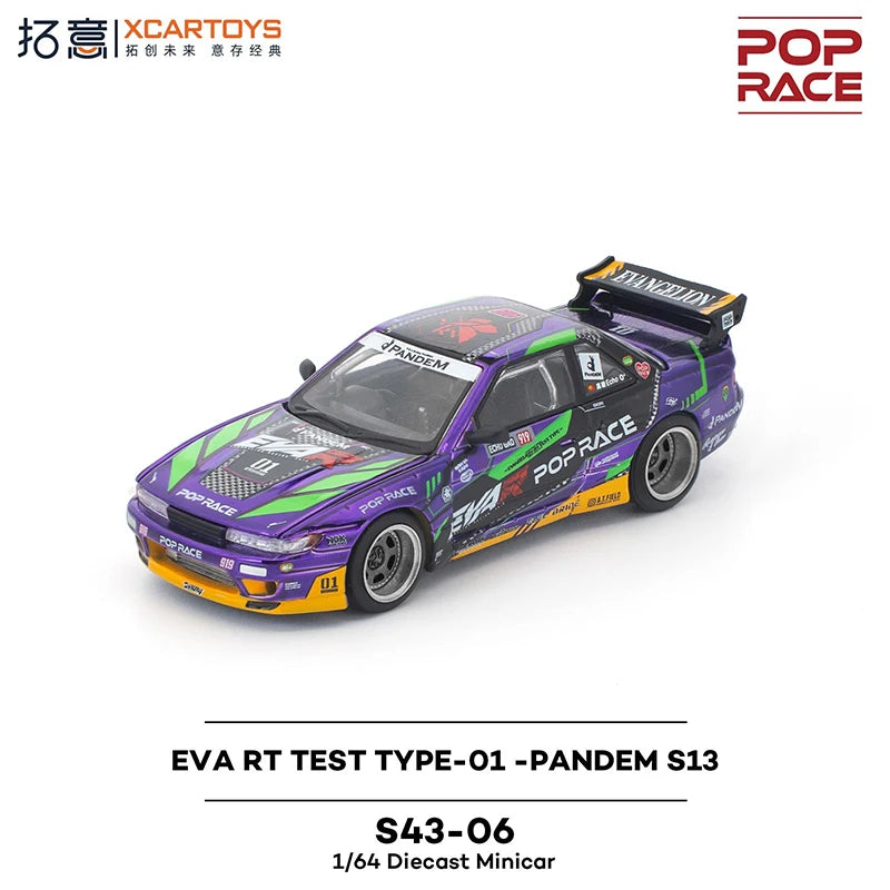 POP RACE 1:64 EVA RT TEST TYPE-01 PANDEM S13 Echo Gao GOODRIDE PANDEM GR SUPRA Diecast Car Model