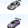 SR 1:64 Porsche 911 GT3 Rainbow No.9 Matte Silver Alloy Die-cast Car Model Ornament