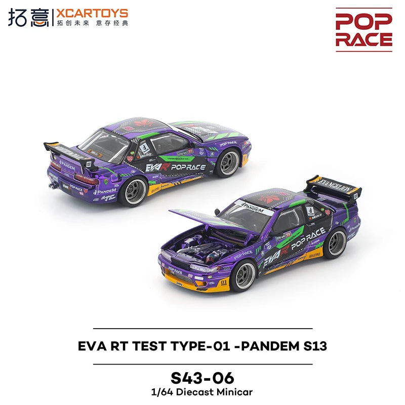 POP RACE 1:64 EVA RT TEST TYPE-01 PANDEM S13 Echo Gao GOODRIDE PANDEM GR SUPRA Diecast Car Model